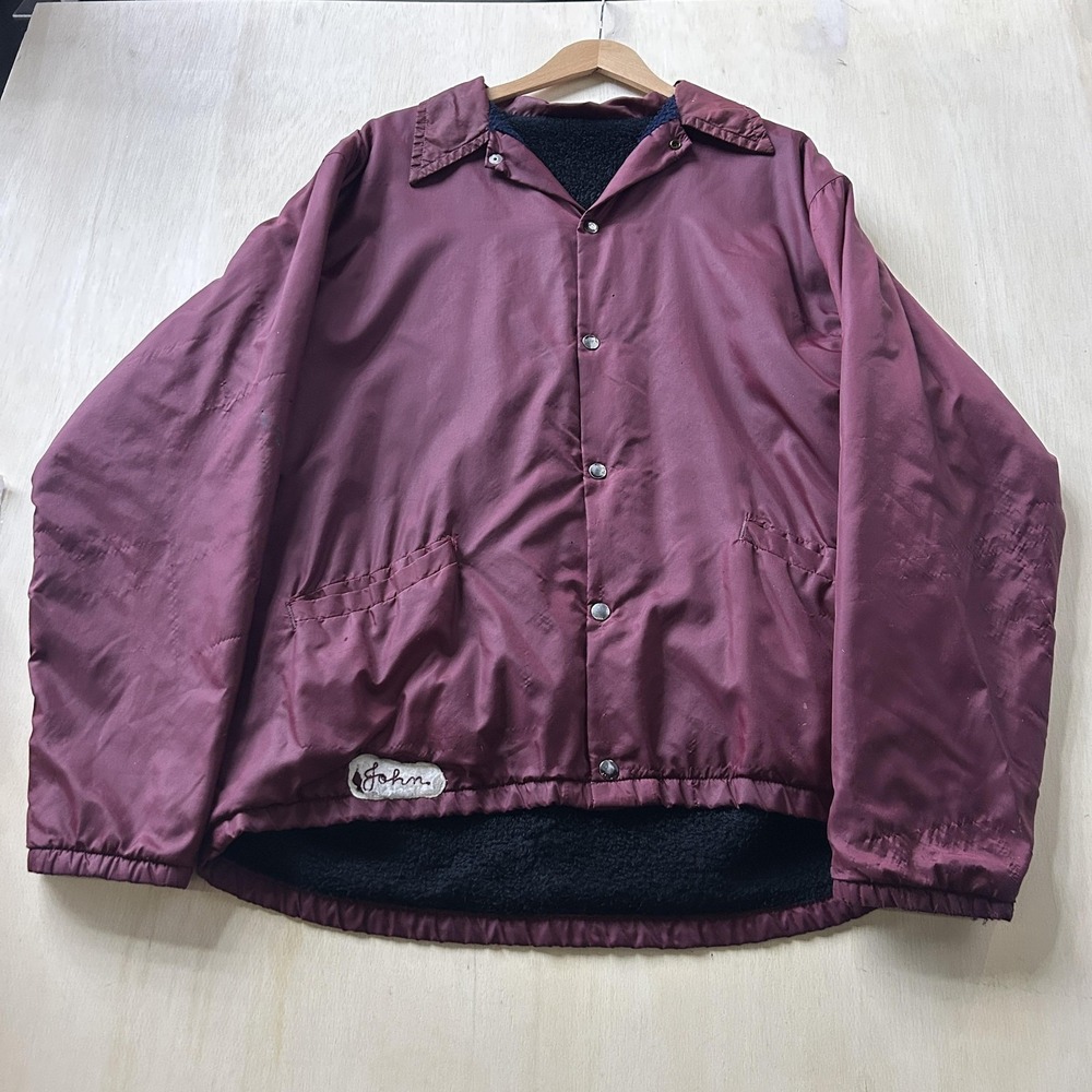Vintage Claridon HTG Jacket Men XL Red Insulated Snap Windbreaker Workwear Satin